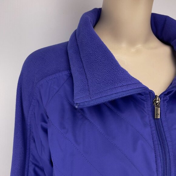 COLUMBIA VTG Spring Fleece Athletic Purple/blue Lilac Zip Up Jacket Coat Soft L - Picture 5 of 8